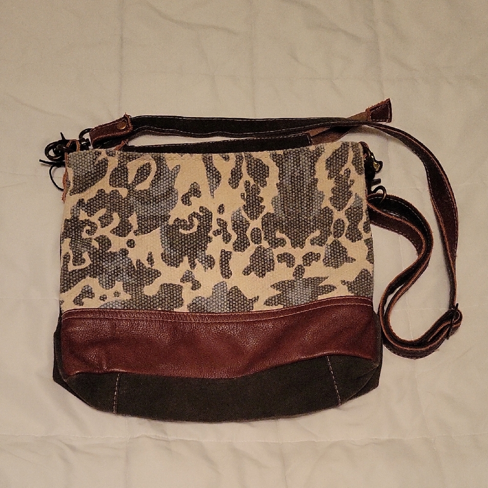 Myra Bag Animal Print Crossbody with Brown Leather